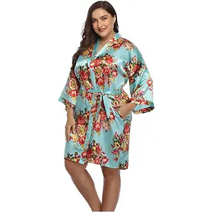 Super Shopping-Zone Womens Plus Size Satin Robes Dressing Gown