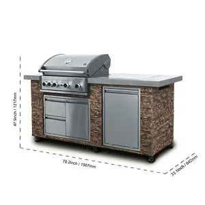 Member's Mark 78" 4-Burner Rustic Ledge Island Grill