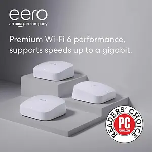 Amazon Eero Pro 6 Mesh Wi-Fi 6 System, Connect 75+ Devices, 3-Pk