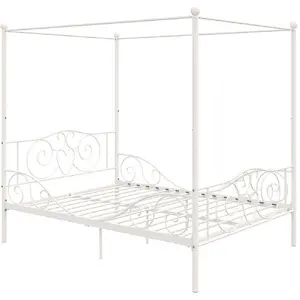 DHP Metal Canopy Kids Platform Bed with Four Poster Design