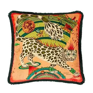 EMMA J SHIPLEY Velvet Snow Leopard Cushion (46cm x 46cm)