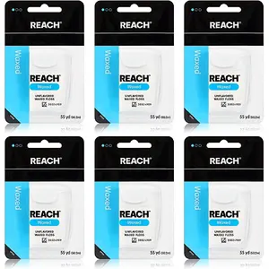 Reach Waxed Dental Floss Bundle Unflavored, 55 YD, 6pk