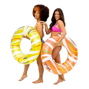 Monsoon Citrus Luxury Pool Floats Donut Tube Ring, 2-Pack
