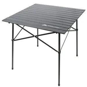 Ozark Trail Roll Top Camping Table, 31" x 31" x 27", Gray
