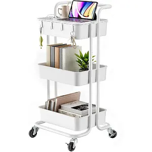 Pipishell 3 Tier Rolling Cart with Table Top