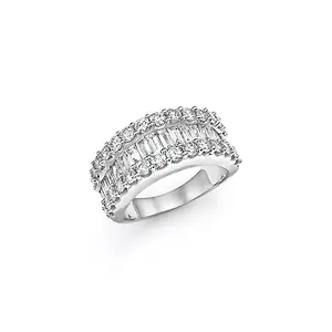Diamond Round and Baguette Band in 14K White Gold, 3.0 ct. t.w. 