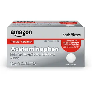 VAmazon Basic Care Pain Relief Acetaminophen Tablets 325 mg 100 Count