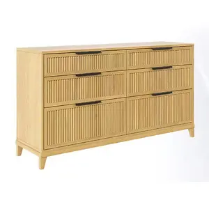 Welwick Designs 6-Drawer 56" Natural Pine Solid Wood Dresser