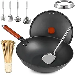 Bretor Wok Pan with Lid - 13" Nonstick Wok