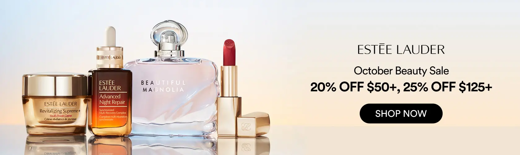 Estee Lauder: October Beauty Sale 20% OFF $50+, 25% OFF $125+