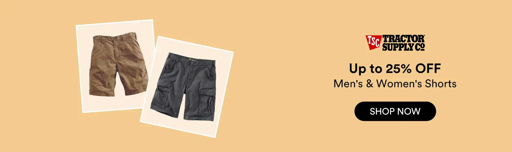Tractor Supply: Up to 25% OFF Men's & Women's Shorts