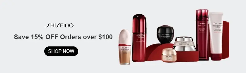 Shiseido: Save 15% OFF Orders over $100