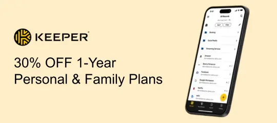Keeper Security: Get 30% OFF 1-Year Personal & Family Plans
