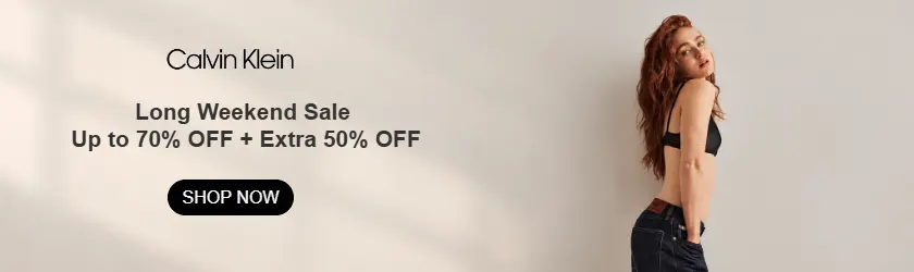 Calvin Klein: Long Weekend Sale Up to 70% OFF + Extra 50% OFF