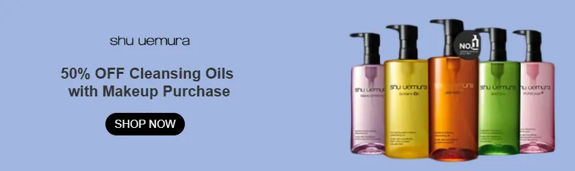 Shu Uemura: Enjoy 50% OFF Cleansing Oils when You Buy Makeup