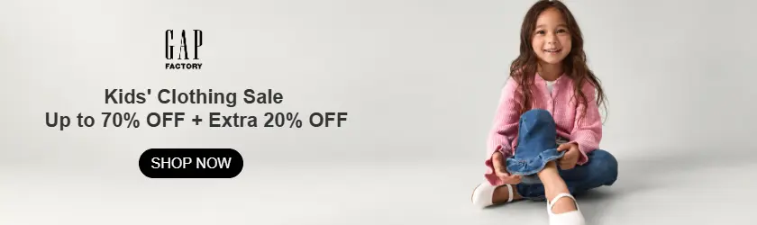Gap Factory: Kids' Clothing Sale Up to 70% OFF + Extra 20% OFF