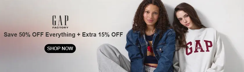 Gap Factory: Save 50% OFF Everything + Extra 15% OFF