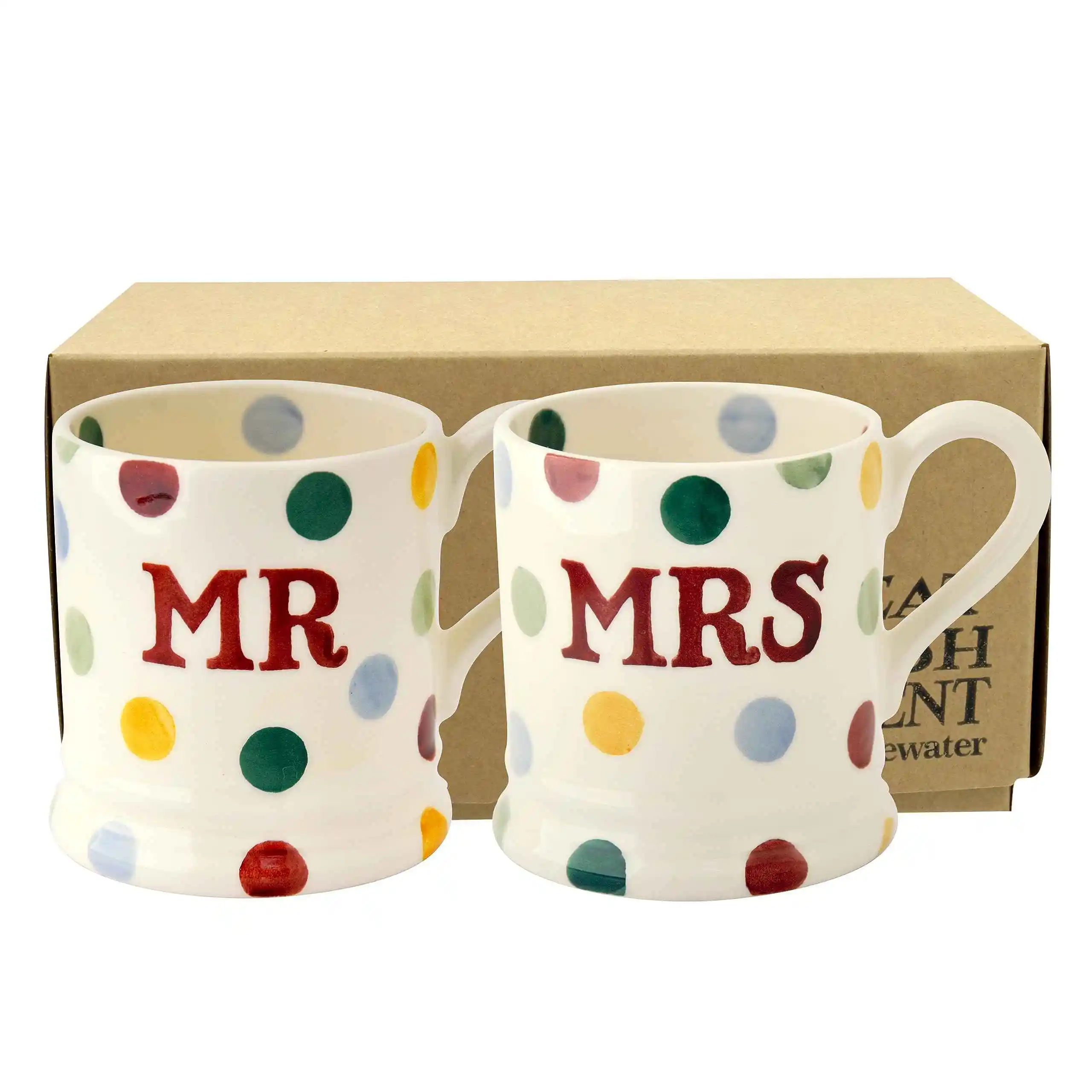 Emma Bridgewater 波尔卡圆点 'Mr & Mrs' 2 件套 1/2 品脱马克杯盒装