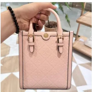 Tory Burch 汤丽柏琦 mini T MONOGRAM 迷你琴谱包 马卡龙粉色