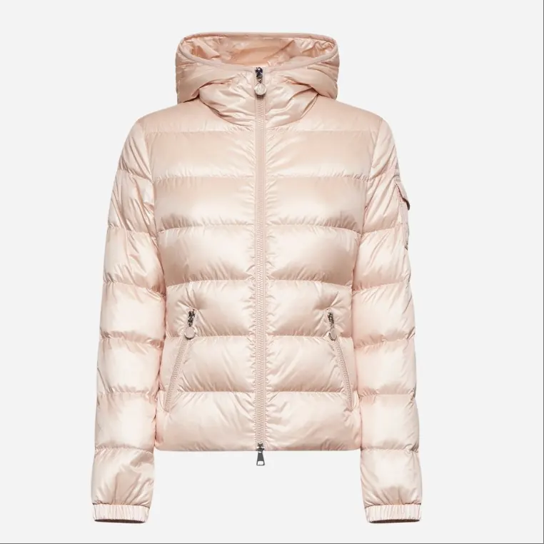 MONCLER Gles 粉色连帽羽绒服