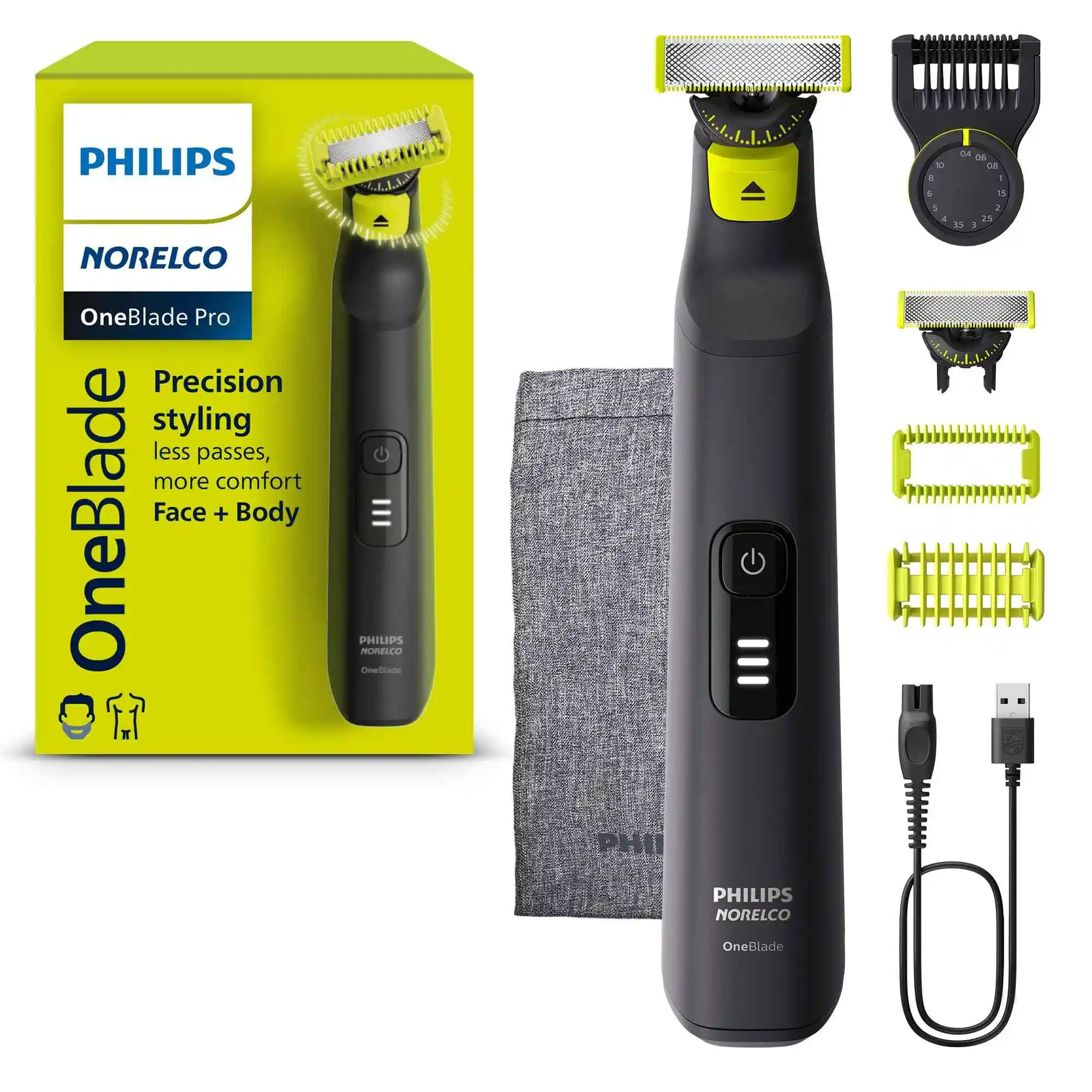 飞利浦 OneBlade 360 Pro 混合面部和身体电动修剪器 QP6542/70