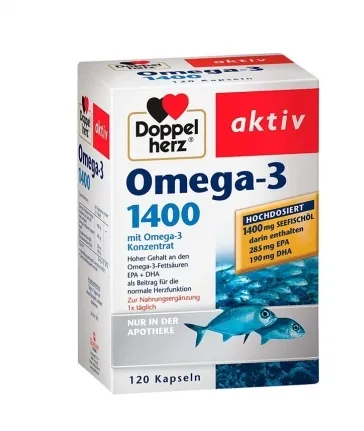 Doppelherz 双心 Omega-3高浓缩深海鱼油1400mg胶囊120粒