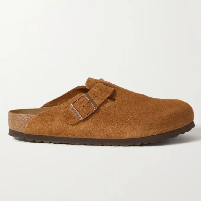 BIRKENSTOCK 勃肯 Boston 棕色绒面平底鞋