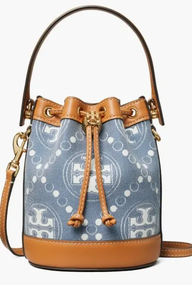 Tory Burch  Mini T-Monogram 牛仔水桶包