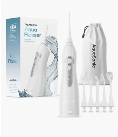 AQUASONIC 白色水牙线器（含4个牙线头和旅行袋）