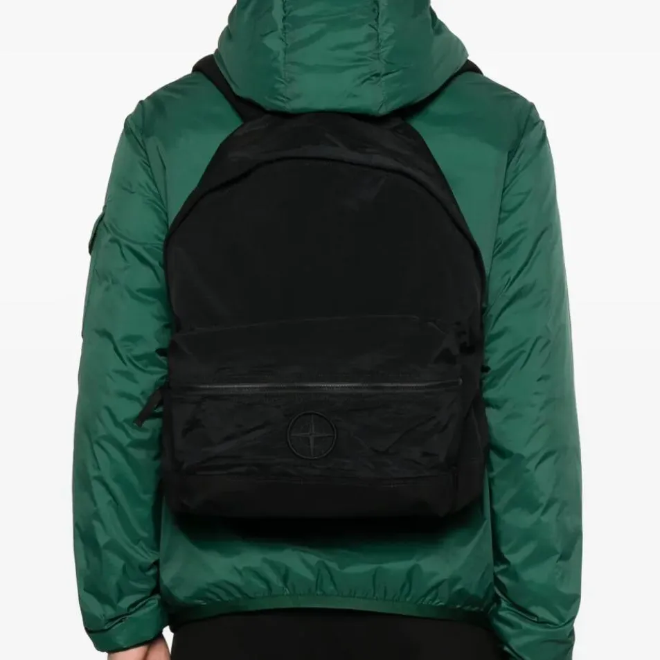 Stone Island 石头岛25ss黑色金属尼龙背包
