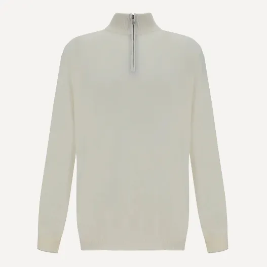 BRUNELLO CUCINELLI 半拉链白色毛衣