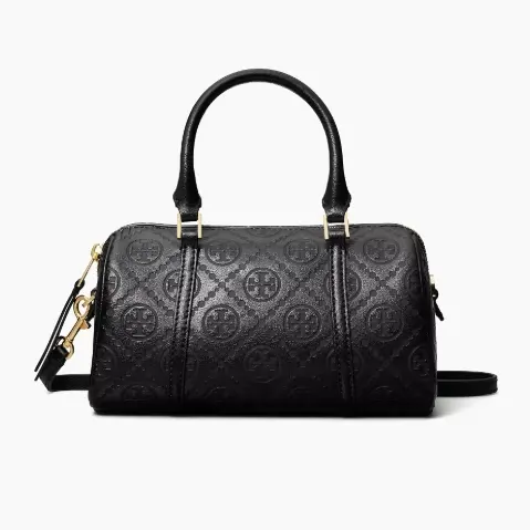 Tory Burch 汤丽柏琦 Mini T-Monogram 黑色压花波士顿