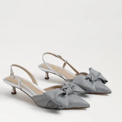 Sam Edelman 银色蝴蝶结高跟鞋