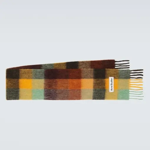 杨幂同款 ACNE STUDIOS 板栗棕色格纹围巾