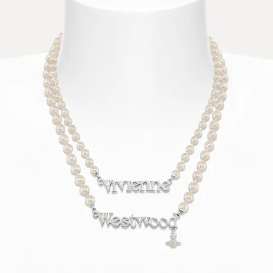 Vivienne Westwood 西太后 Amelia 珍珠logo项链 银色