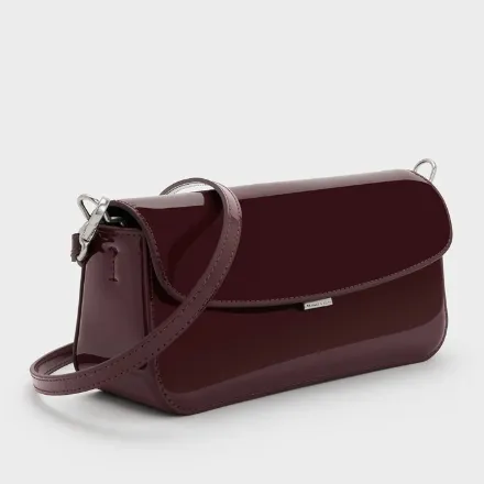 Charles & Keith 漆皮链条手柄单肩包