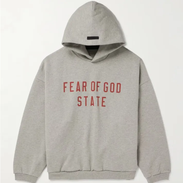 FEAR OF GOD ESSENTIALS Oversized 灰色徽标连帽卫衣
