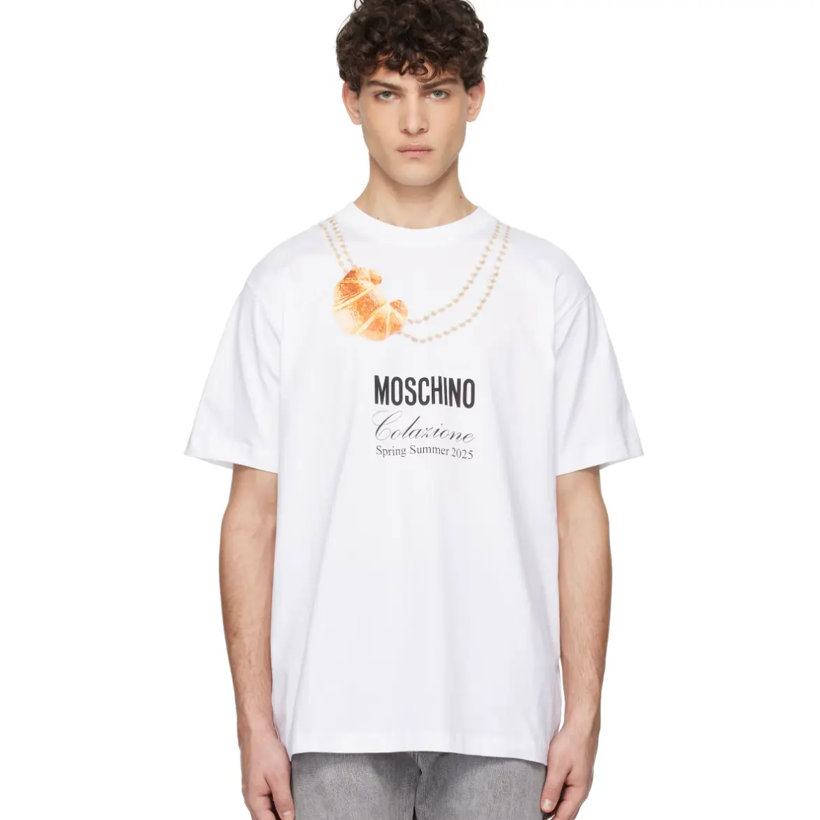 Moschino 牛角包早餐T恤