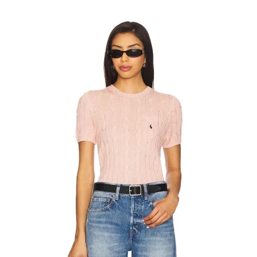POLO RALPH LAUREN 拉夫劳伦粉色针织短袖