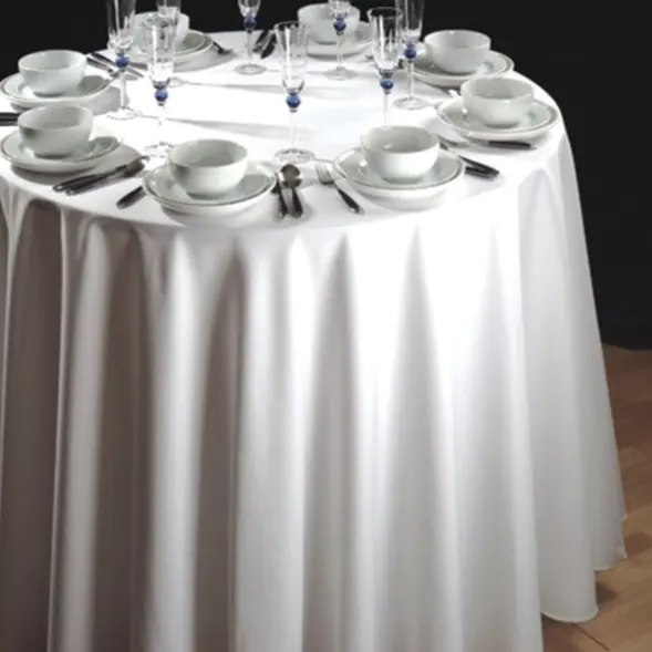 Vision Linens 涤纶纯白圆形桌布
