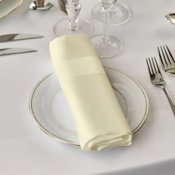 Vision Linens 奢华 100% 丝光棉缎带象牙色餐巾