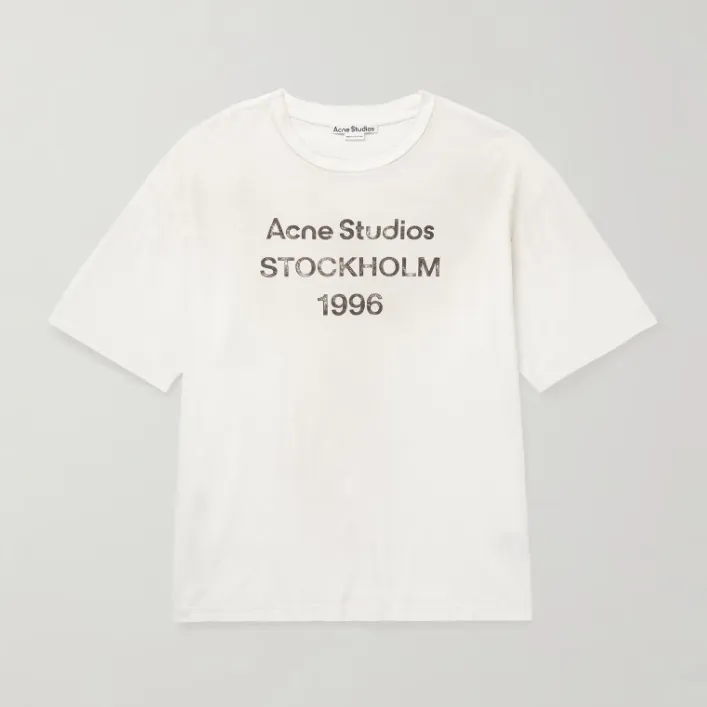 ACNE STUDIOS 1996徽标印花白色短袖T恤