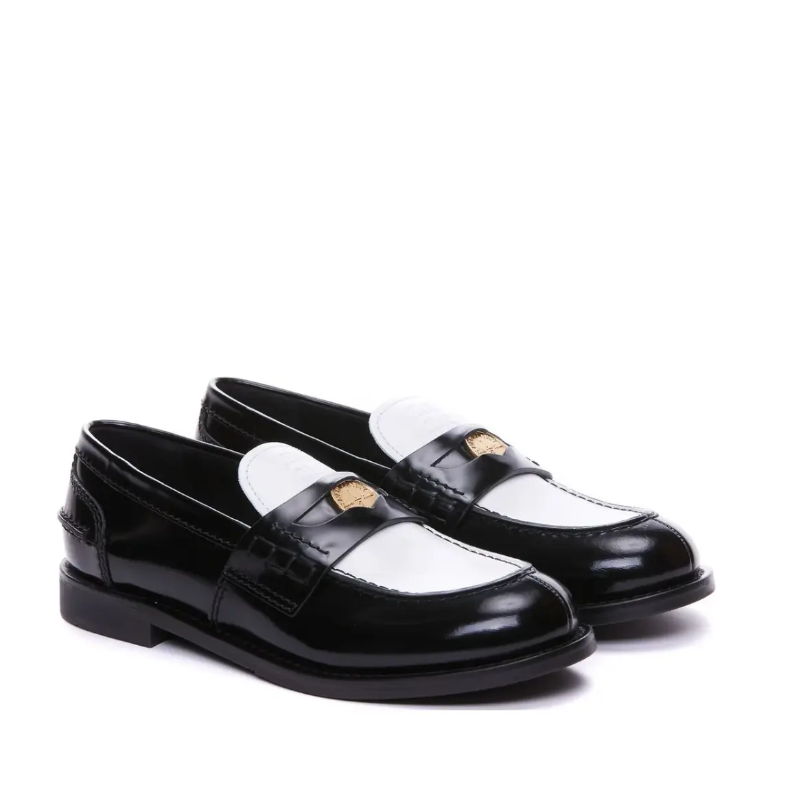 Miu Miu 黑白拼色金币乐福鞋