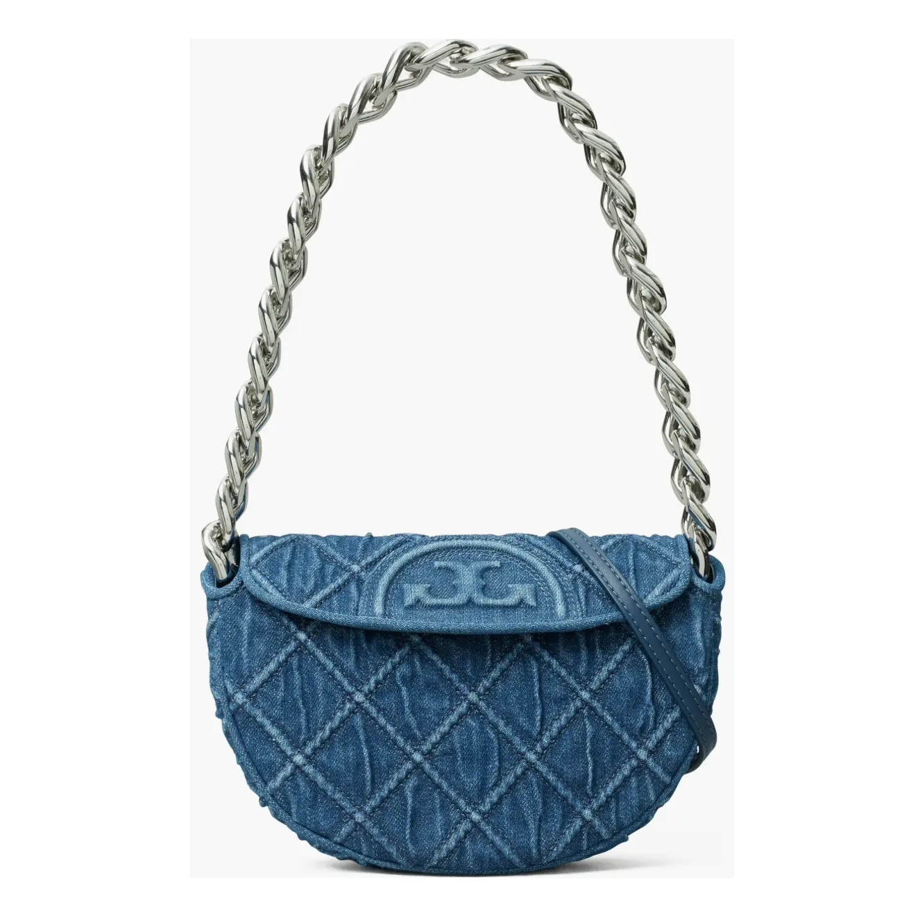 Tory Burch Mini Fleming Soft Denim Crescent 汤丽柏琦单肩包 Denim