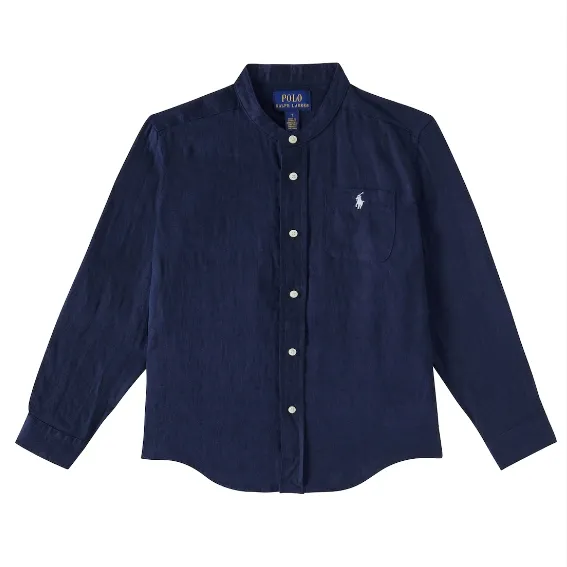 POLO RALPH LAUREN 拉夫劳伦大童款深蓝色小马徽标衬衫
