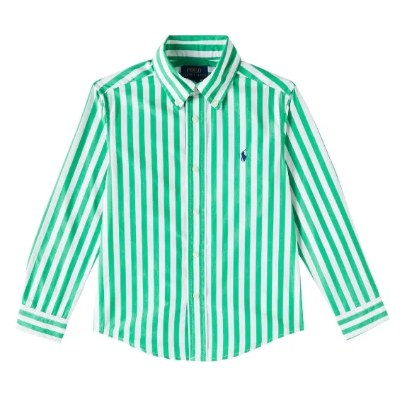 POLO RALPH LAUREN 拉夫劳伦大童款绿色条纹衬衫