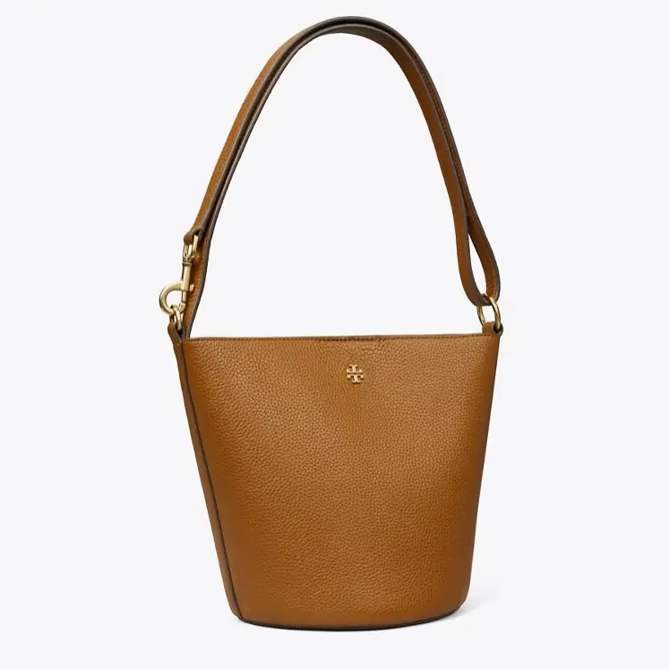 Tory burch 汤丽柏琦 荔枝纹牛皮水桶包 棕色