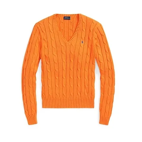 L码有货！POLO RALPH LAUREN 拉夫劳伦橙色V领毛衣