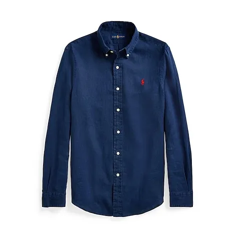 POLO RALPH LAUREN 拉夫劳伦深蓝色亚麻衬衫