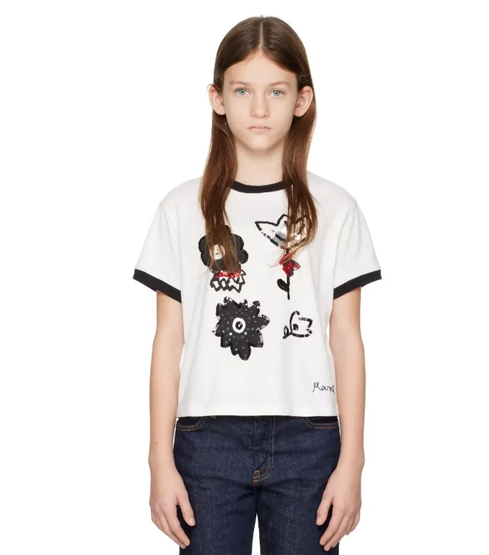Marni  Kids White Sequinned 大童T恤